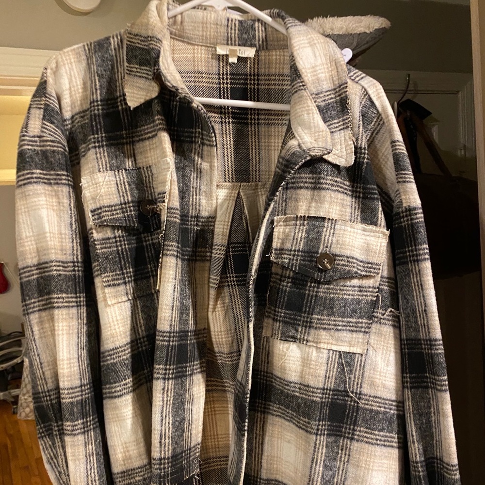 La Miel Distressed Plaid Flannel Shacket